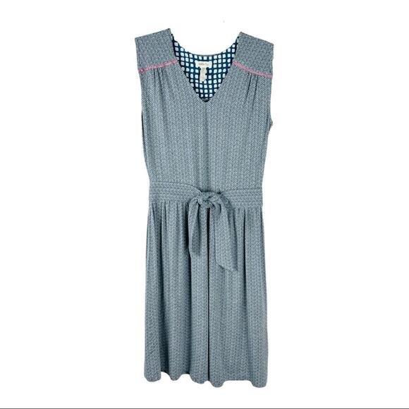 Matilda Jane grey green Slate Kate dot pink tie stretchy midi dress small - Picture 2 of 9